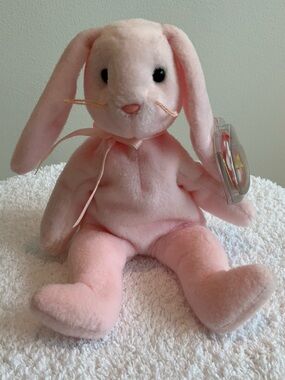 Hoppity, Ty Beanie Baby Pink Plush Bunny Small Stuffed Animal NWT